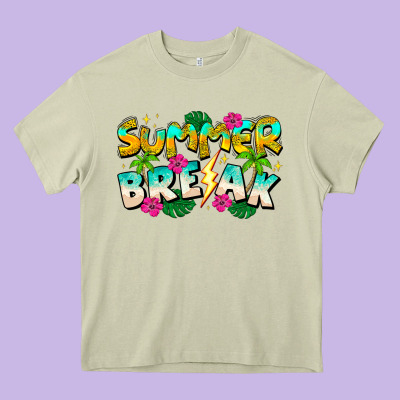 Summer Break Heavy Core Tee Designed By Cowhidedigitalart