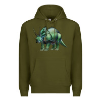 Army Green dinosaur triceratops Premium Hoodie - Artiststas