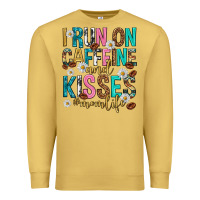 Antique Gold i run on caffeine and kisses mothers day Premium Sweatshirt - texasbilliewilder