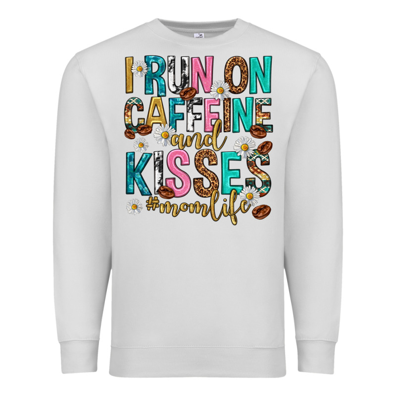 I Run On Caffeine And Kisses Mothers Day Premium Sweatshirt by texasbilliewilder | Teevron