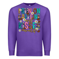 Purple i run on caffeine and kisses mothers day Premium Sweatshirt - texasbilliewilder