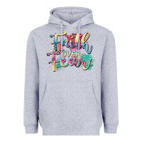 Heather Grey faith over fear Heavyweight Hoodie - Zillion Design Studio