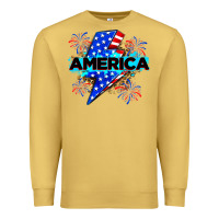 Antique Gold America with lightning bolt Premium Sweatshirt - Zillion Design Studio
