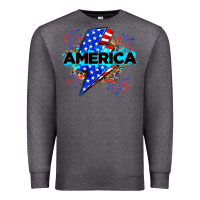 Charcoal Heather America with lightning bolt Premium Sweatshirt - Zillion Design Studio
