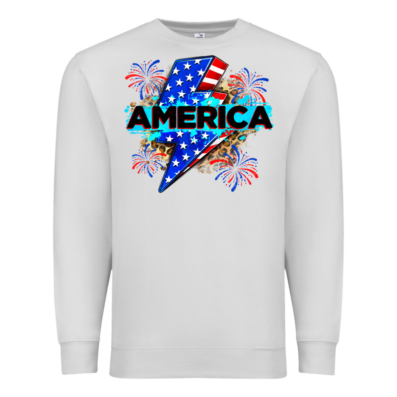 America With Lightning Bolt Premium Sweatshirt by Zillion Design Studio | Teevron