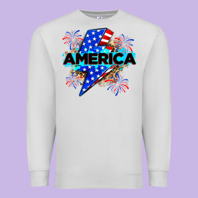 America With Lightning Bolt Premium Sweatshirt Designed By Zillion Design Studio