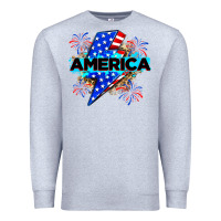 Heather Grey America with lightning bolt Premium Sweatshirt - Zillion Design Studio