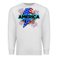 Oatmeal Heather America with lightning bolt Premium Sweatshirt - Zillion Design Studio