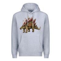 Heather Grey dinosaur stegosaurus Premium Hoodie - Artiststas