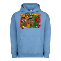 Pigment Pebble Blue mexican cacti background Urban Hoodie - Artiststas