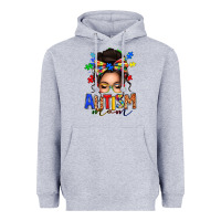 Heather Grey autism mom afro messy bun (1) Heavyweight Hoodie - texasbilliewilder