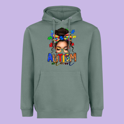 Heavyweight Hoodie autism mom afro messy bun (1)