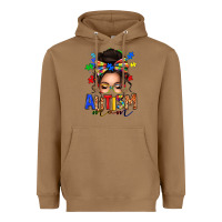 Toasted Coconut autism mom afro messy bun (1) Heavyweight Hoodie - texasbilliewilder