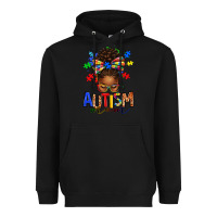 Black autism mom afro messy bun Heavyweight Hoodie - texasbilliewilder