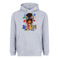 Heather Grey autism mom afro messy bun Heavyweight Hoodie - texasbilliewilder