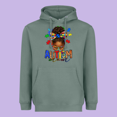 Heavyweight Hoodie autism mom afro messy bun
