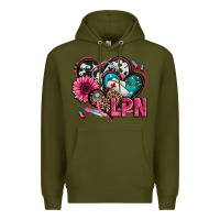 Army Green lpn licensed practical nurse hearts Premium Hoodie - Jasminsmagicworld