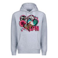 Heather Grey lpn licensed practical nurse hearts Premium Hoodie - Jasminsmagicworld