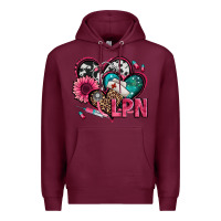 Burgundy lpn licensed practical nurse hearts Premium Hoodie - Jasminsmagicworld