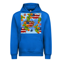 Cobalt usa map cactus and sunflower seamless pattern Urban Hoodie - BundleAndBundleShop