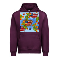 Mauve Wine usa map cactus and sunflower seamless pattern Urban Hoodie - BundleAndBundleShop