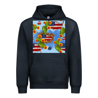 Navy usa map cactus and sunflower seamless pattern Urban Hoodie - BundleAndBundleShop