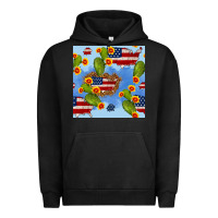 Pigment Black usa map cactus and sunflower seamless pattern Urban Hoodie - BundleAndBundleShop