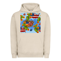 Pigment French Oak usa map cactus and sunflower seamless pattern Urban Hoodie - BundleAndBundleShop