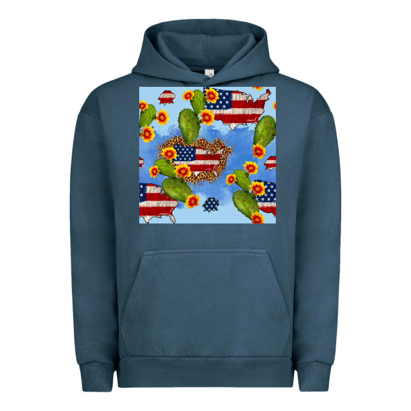 Usa Map Cactus And Sunflower Seamless Pattern Urban Hoodie by BundleAndBundleShop | Teevron