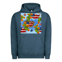 Pigment Midnight Navy usa map cactus and sunflower seamless pattern Urban Hoodie - BundleAndBundleShop