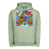 Pigment Oil Green usa map cactus and sunflower seamless pattern Urban Hoodie - BundleAndBundleShop