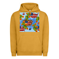 Pigment Peanut Butter usa map cactus and sunflower seamless pattern Urban Hoodie - BundleAndBundleShop
