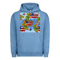 Pigment Pebble Blue usa map cactus and sunflower seamless pattern Urban Hoodie - BundleAndBundleShop
