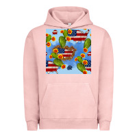 Pigment Salmon usa map cactus and sunflower seamless pattern Urban Hoodie - BundleAndBundleShop