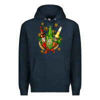 Navy beer bottle party set for christmas Premium Hoodie - AdoDesignShop