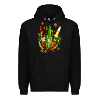 Black beer bottle party set for christmas Premium Hoodie - AdoDesignShop