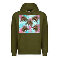 Army Green dinosaur stegosaurus Premium Hoodie - Artiststas