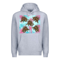 Heather Grey dinosaur stegosaurus Premium Hoodie - Artiststas