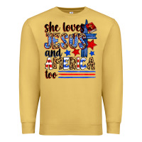 Antique Gold she loves jesus and america too Premium Sweatshirt - Zillion Design Studio