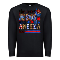 Black she loves jesus and america too Premium Sweatshirt - Zillion Design Studio