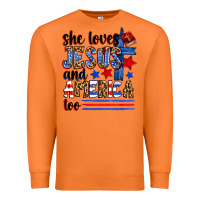 Carrot she loves jesus and america too Premium Sweatshirt - Zillion Design Studio