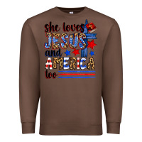Chestnut she loves jesus and america too Premium Sweatshirt - Zillion Design Studio