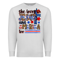 Dove Grey she loves jesus and america too Premium Sweatshirt - Zillion Design Studio