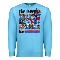 She Loves Jesus And America Too Premium Sweatshirt | Teevron