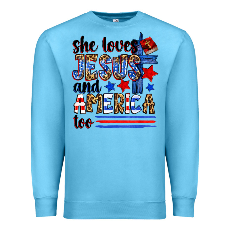 She Loves Jesus And America Too Premium Sweatshirt by Zillion Design Studio | Teevron