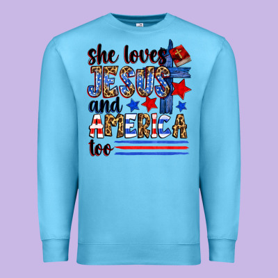 She Loves Jesus And America Too Premium Sweatshirt Designed By Zillion Design Studio