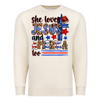 Sandshell she loves jesus and america too Premium Sweatshirt - Zillion Design Studio