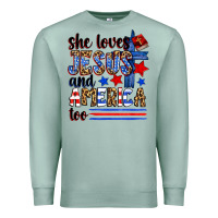 Seafoam she loves jesus and america too Premium Sweatshirt - Zillion Design Studio