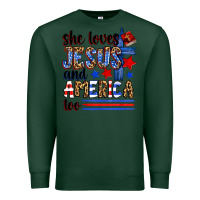 Sports Green she loves jesus and america too Premium Sweatshirt - Zillion Design Studio