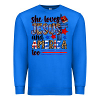 True Royal she loves jesus and america too Premium Sweatshirt - Zillion Design Studio